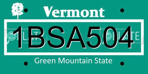 1BSA504 Vermont License Plate