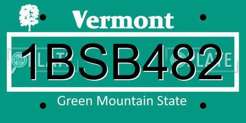 1BSB482 Vermont License Plate