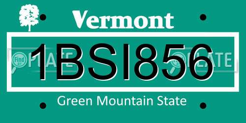 1BSI856 Vermont License Plate