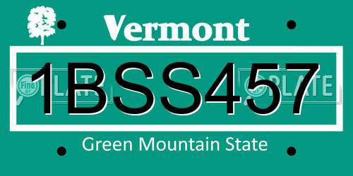 1BSS457 Vermont License Plate