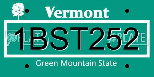 1BST252 Vermont License Plate