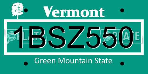 1BSZ550 Vermont License Plate