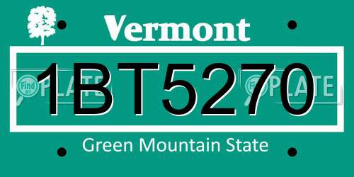 1BT5270 Vermont License Plate