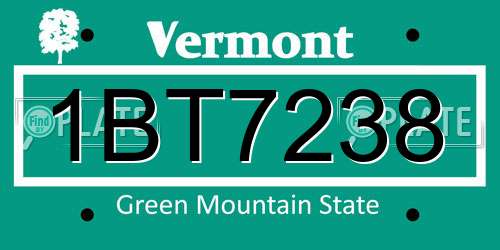 1BT7238 Vermont License Plate