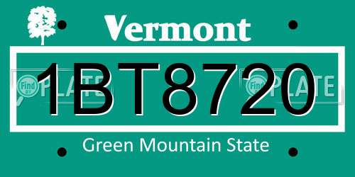 1BT8720 Vermont License Plate