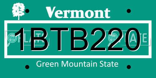 1BTB220 Vermont License Plate