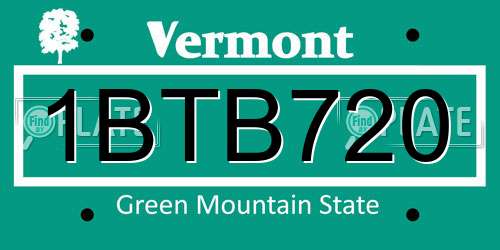 1BTB720 Vermont License Plate
