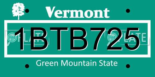 1BTB725 Vermont License Plate