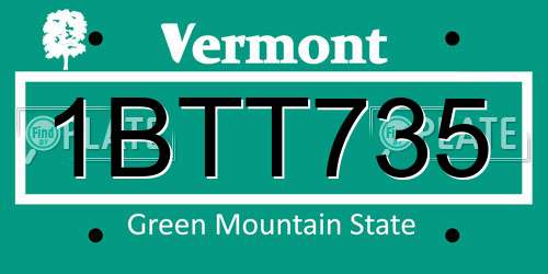 1BTT735 Vermont License Plate