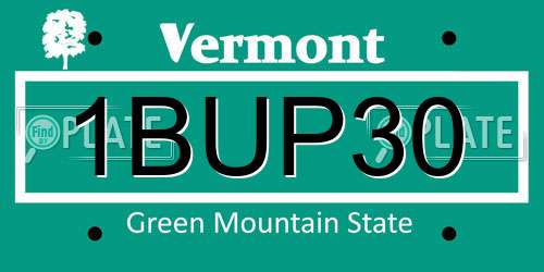 1BUP30 Vermont License Plate