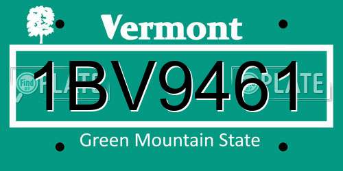 1BV9461 Vermont License Plate