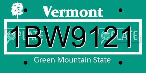 1BW9121 Vermont License Plate