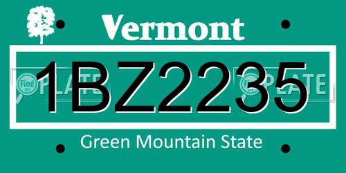 1BZ2235 Vermont License Plate