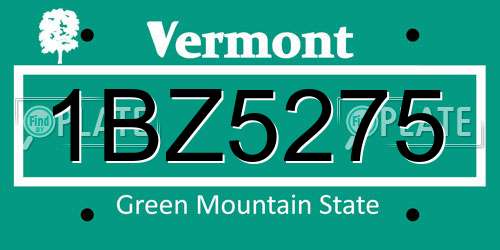 1BZ5275 Vermont License Plate