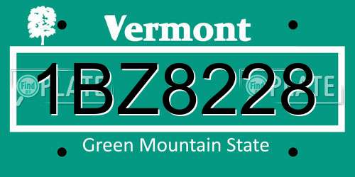 1BZ8228 Vermont License Plate