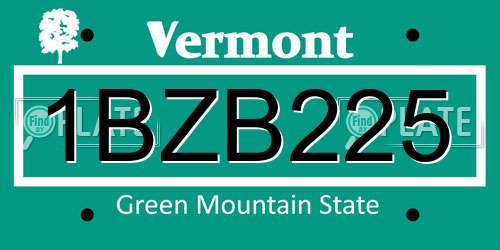 1BZB225 Vermont License Plate