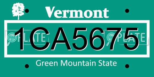 1CA5675 Vermont License Plate