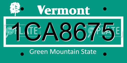 1CA8675 Vermont License Plate