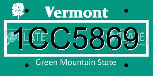 1CC5869 Vermont License Plate