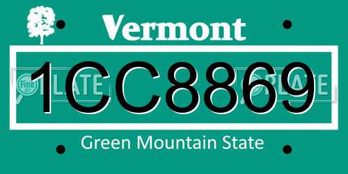 1CC8869 Vermont License Plate