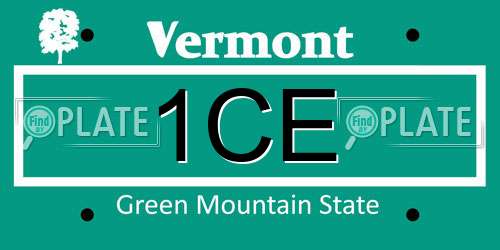 1CE Vermont License Plate