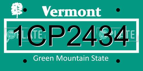 1CP2434 Vermont License Plate