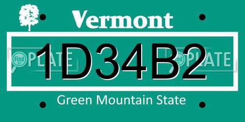 1D34B2 Vermont License Plate