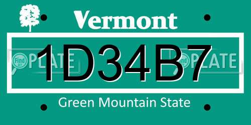 1D34B7 Vermont License Plate