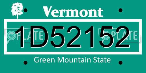 1D52152 Vermont License Plate