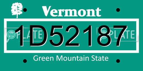 1D52187 Vermont License Plate