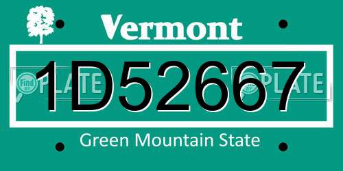 1D52667 Vermont License Plate
