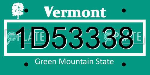 1D53338 Vermont License Plate