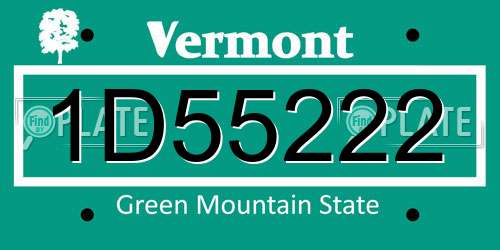 1D55222 Vermont License Plate