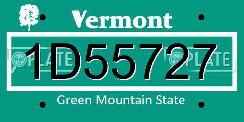 1D55727 Vermont License Plate