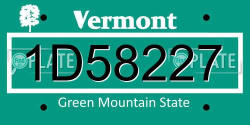 1D58227 Vermont License Plate