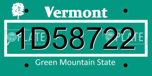 1D58722 Vermont License Plate
