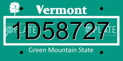 1D58727 Vermont License Plate