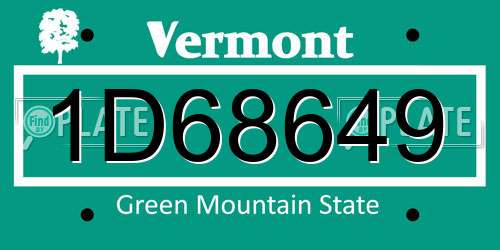 1D68649 Vermont License Plate