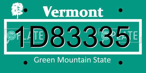 1D83335 Vermont License Plate