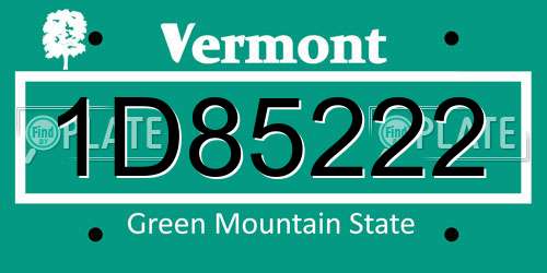 1D85222 Vermont License Plate