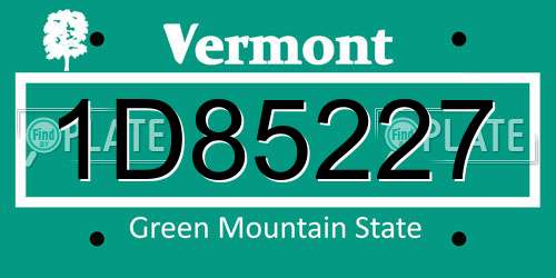 1D85227 Vermont License Plate