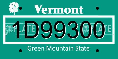 1D99300 Vermont License Plate