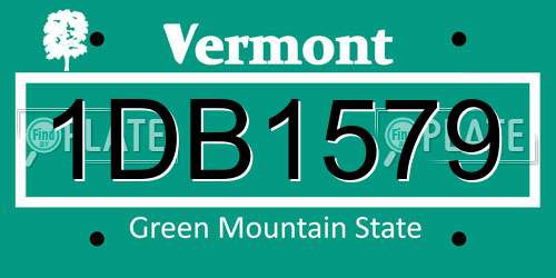 1DB1579 Vermont License Plate