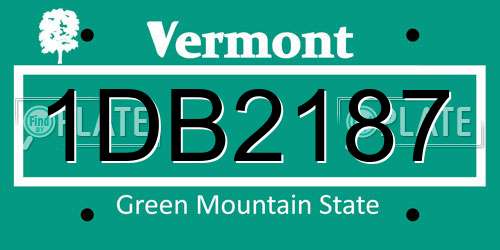 1DB2187 Vermont License Plate