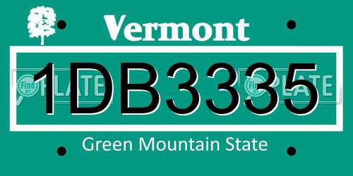 1DB3335 Vermont License Plate