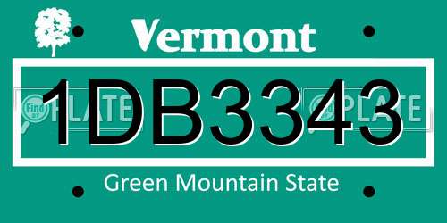 1DB3343 Vermont License Plate