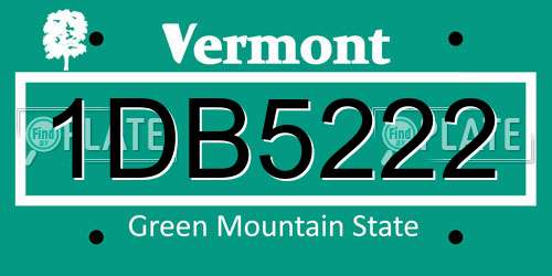 1DB5222 Vermont License Plate