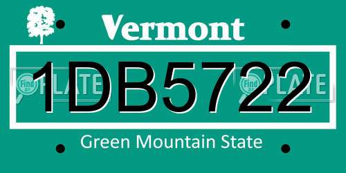 1DB5722 Vermont License Plate