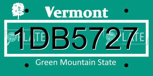 1DB5727 Vermont License Plate