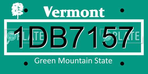1DB7157 Vermont License Plate